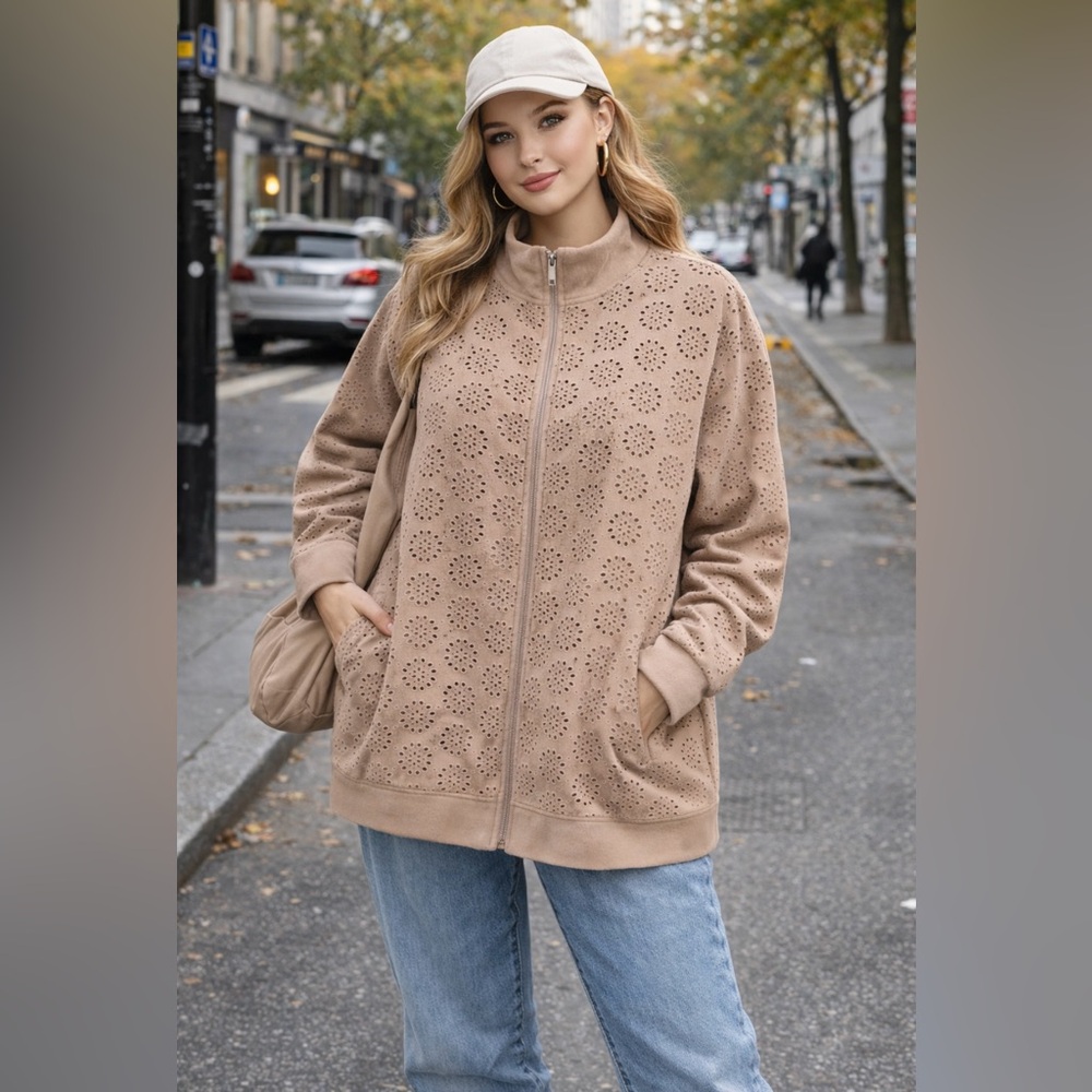 Puma by Rihanna Tan Laser Cut Zip-Up Jacket